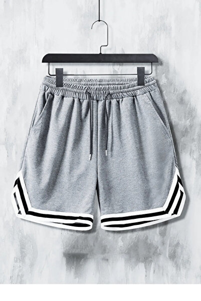 DEEPSENCE Men's Black Gray 2-Piece Extraforlu Daily Combed Shorts Basketball Football Fitness Sports Exercise Running