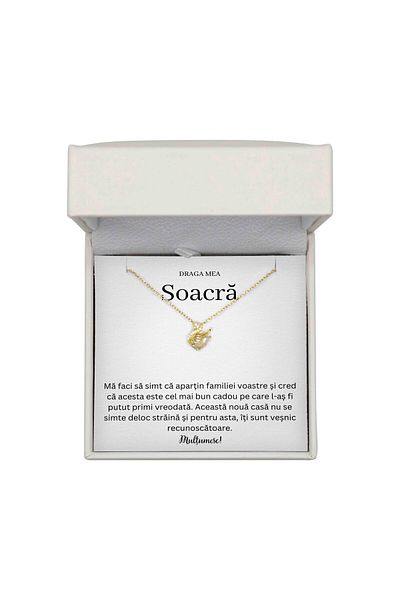 The Jewel Heart Pentru Soacra Mea – Colier Elegant În Formă de Lebădă, Argint 925 Placat Cu Aur 14K