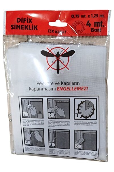DİFİX Difix 75X125CM Pratik Hazır Sineklik - Yapıştırma (Cırt ) Bantlı Tek Kanat