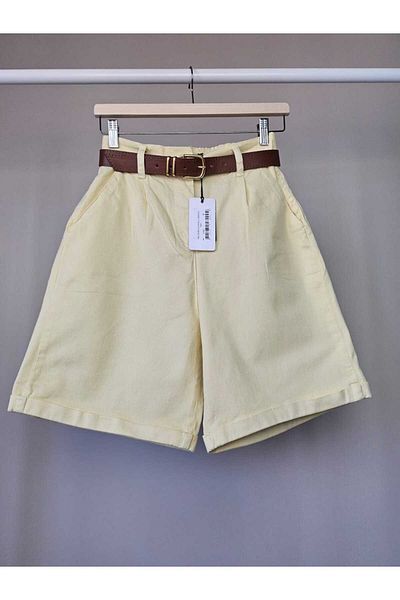 Telablanka Belted Lycra City Size Shorts_Yellow