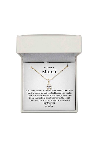 The Jewel Heart Colier Eternal Love pentru Mama – Argint 925 Placat cu Aur 14K, Cutie LED Cadou
