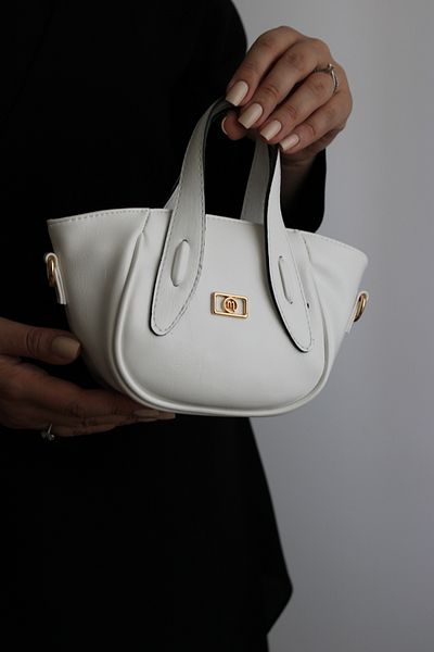Mimoza Women's White Elegant Mini Hand and Shoulder Bag