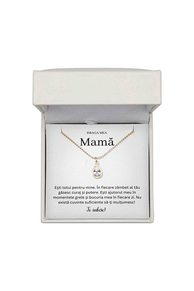 The Jewel Heart Colier Elegant pentru Mama – Model Eternal Love, Argint 925 cu Aur 14K