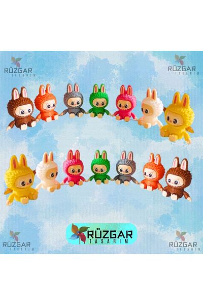 Rüzgar Tasarım Labubu Figure Articulated Keychain - 7 cm Keychain Length - 1 Piece Will Be Sent