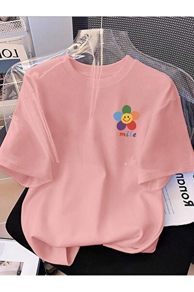 OVER HEAD Ženski slatki osmeh Štampano Oversize kroj T-shirt