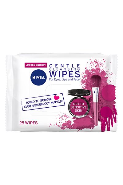 NIVEA NIVEA 3-in-1 Gentle Cleansing Face Wipes for Dry Sensitive Skin, 25 Wipes
