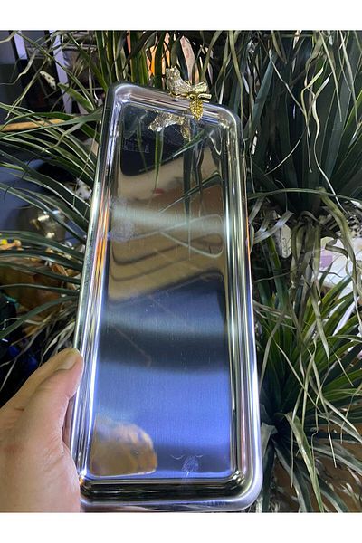 elif aksesuar Metal Rectangular Presentation Tray with Bird