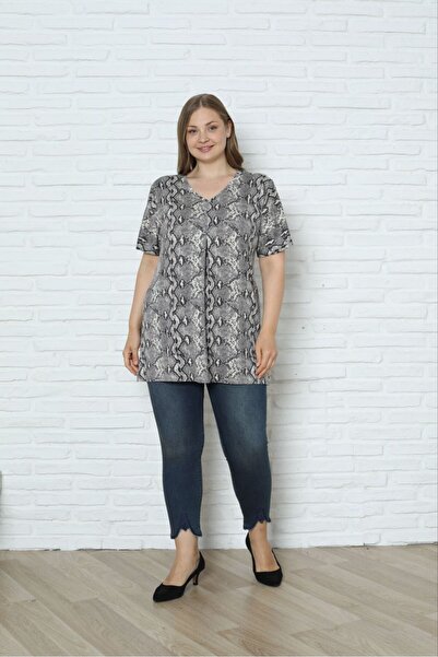 Asel Μπλούζα Lycra με λαιμόκοψη σε μεγάλο μέγεθος V