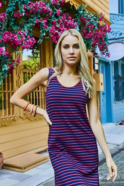 EKİNORA Yırtmaçlı Askılı Elbise