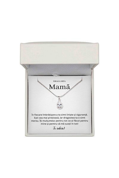 The Jewel Heart Necklace With Message for Mom – Eternal Love Model, 925 Silver