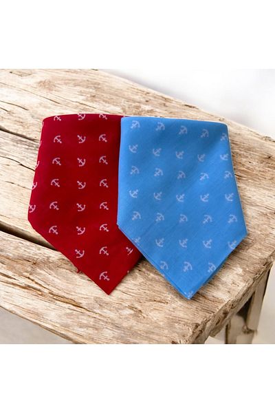 ALS Tasarım Dünyası Women's Red and Blue Color 2-Piece 100% Cotton Sailor Bandana