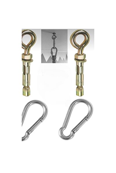 abnturk 10 Mm 2’Li Hamak Box Torbası Salıncak Tavan Asma Aparatı Çelik Kanca Takımı