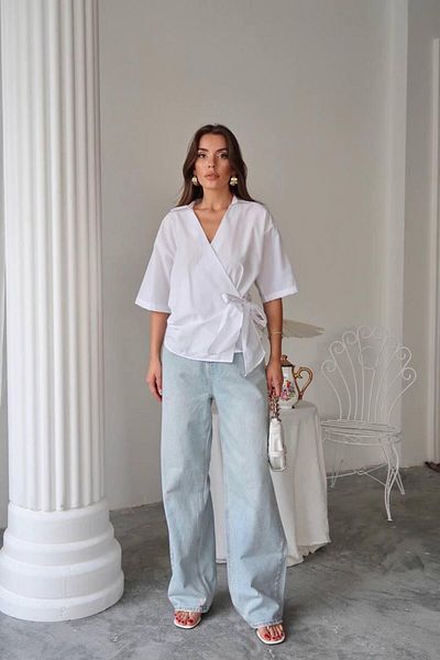 hedef giyim Double Breasted Tie-Up Short Sleeve Blouse