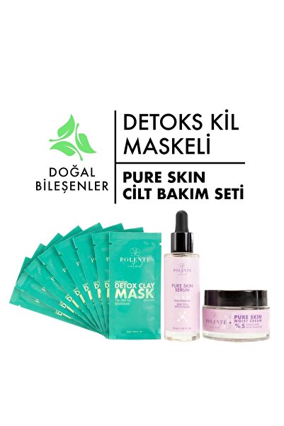 Polente Natural Detoks Kil Maskeli Pure Skin Cilt Bakım Seti