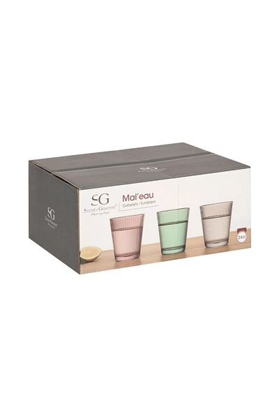 FLORINA Set de 6 pahare MALEAU, sticlă, multicolore, 240 ml
