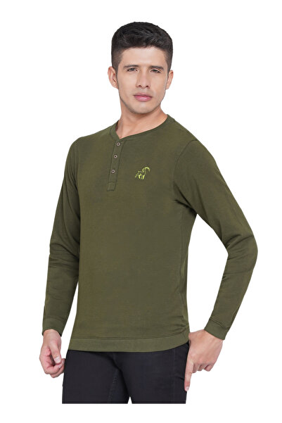 LAUREN SMITH Men’s Lycra Looper Buttoned T-Shirt–Full Sleeve Cotton Elastane Blend