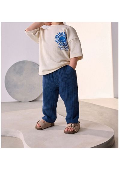 rois Baby Unisex Muslin Navy Blue Pants