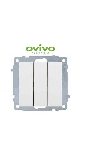 LiderGlobal White triple switch frameless grano - compatible frame for socket and switch