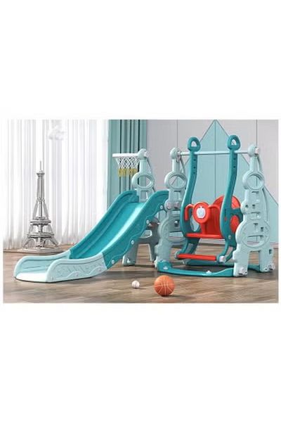 FULLJOY 3*1 Pearl of the East Slide with Swing and Basketball, Multi-color