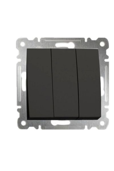 AC BOX Black triple switch glossy frameless - compatible frame for socket and switch