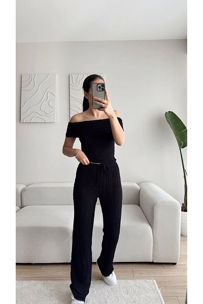 Zoom Butik Madonna Collar Double Suit - Black