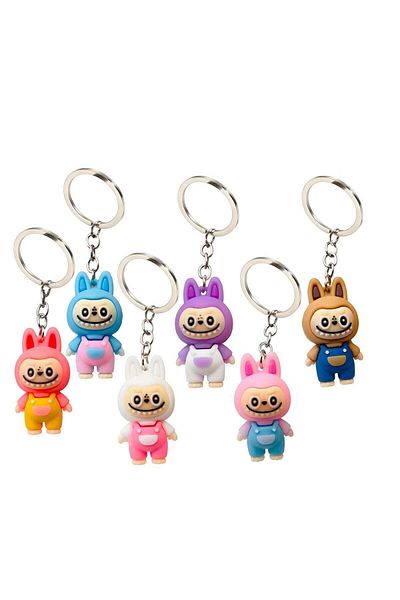 Generic 6pcs Labubu Pendant Keychain Cute Mini Labubu Keychain The Monsters Keychain Cartoon Keychain Creati