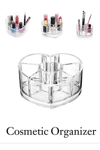 Generic Cosmetic Makeup Organizer Storage Heart Shape Acrylic Display Case For Lipsticks Brushes Bottles