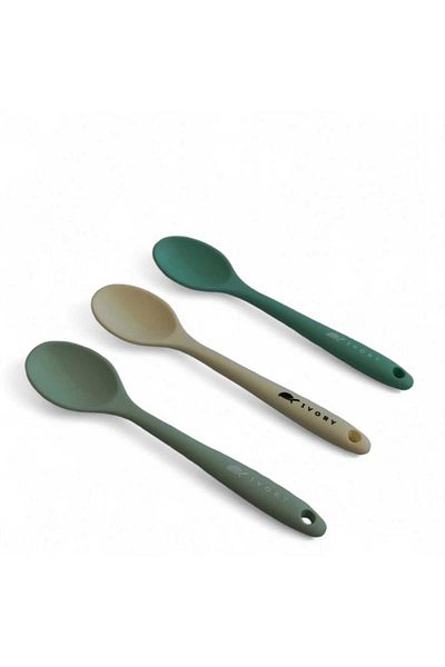 cephome güvenilir alışverişin adresi 20cm Heat Resistant Multi-Purpose Silicone Spoon White + Turquoise + Green