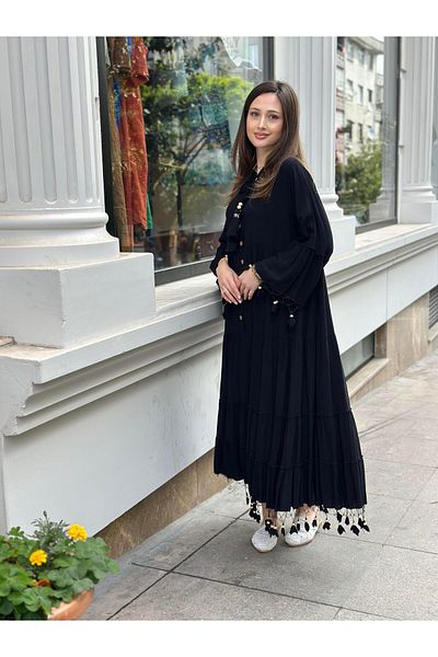 Ranasubaşı Tassels at the Ends Viscose Dress