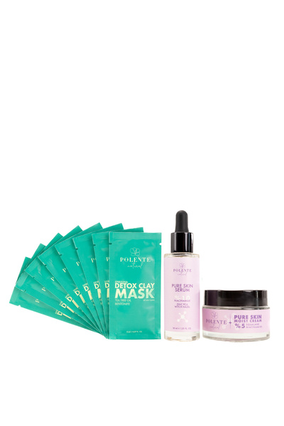 Polente Natural Detoks Kil Maskeli Pure Skin Cilt Bakım Seti