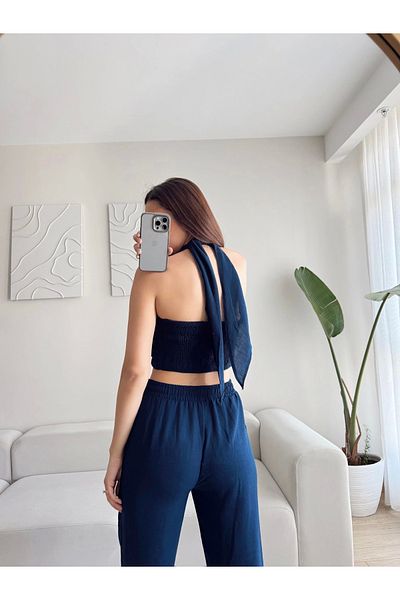 Zoom Butik Neck Tie Design Suit - Dark Blue