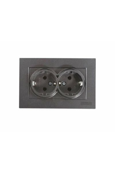 LiderGlobal Smoked double grounded socket frame - compatible frame for socket and switch
