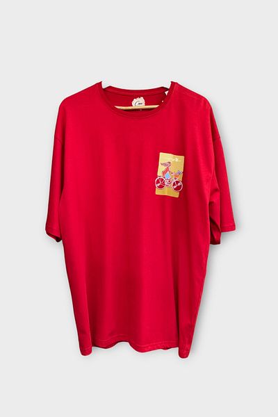 CANMODA Pedal Companion Oversize T-Shirt - Red