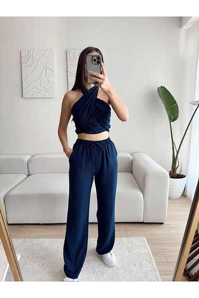 Zoom Butik Neck Tie Design Suit - Dark Blue