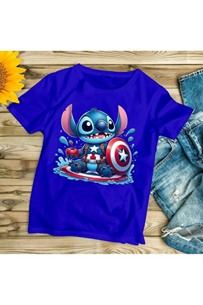 SOHR STİTCH KAPTAN AMERİKA BASKILI BASKILI OVERSİZE ÇOCUK T-SHİRT