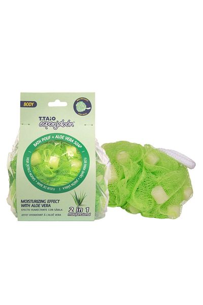 Esponjabon 2 in 1 Shower Sponge with exfoliating mesh and built-in soap, with Aloe Vera, Esponjabon, 1 pc.