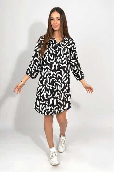 Betimoda Women's Woven Viscose Casual Casual Shirt Collar Dress