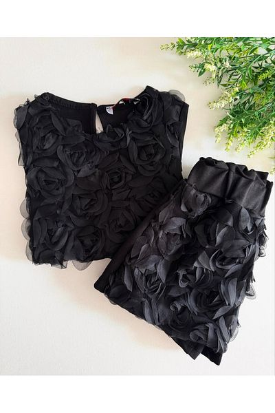 Kokosh kidss Girl child rose embossed detail shorts skirt set
