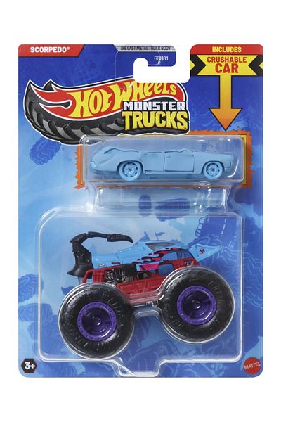 HOT WHEELS MONSTER TRUCK AND METAL CAR SCORPEDO