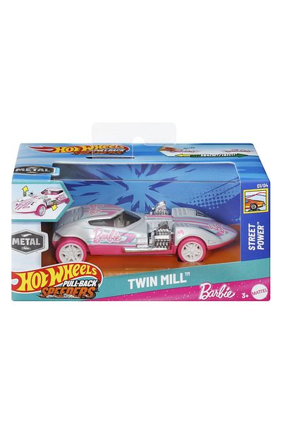 HOT WHEELS BARBIE TWIN MILL STREET POWER METAL CAR WITH PULL BACK SYSTEM 1:43 SCALE