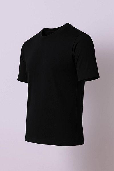 trender Tricou negru pentru bărbați O Neck Knitwear 100-4015
