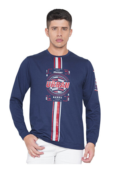 LAUREN SMITH تي شيرت رجالي كاجوال برقبة دائرية وأكمام طويلة وطبعة لوبير، مصنو...