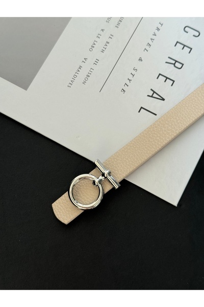 TABA BUTİK Срібна пряжка Детальний жіночий ремінь