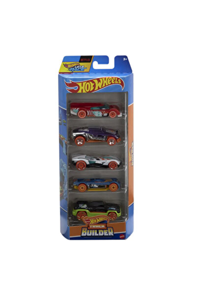 mattel SET OF 5 HOT WHEELS CARS WITH TRACK BUILDER DESIGN
