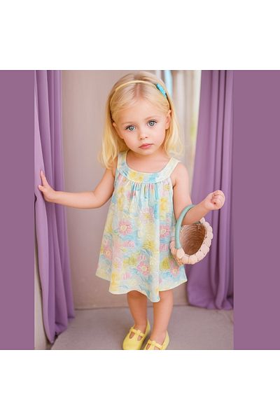 darko Floral Dress Girl's Dress Gift Little Girl Baby Dress Colorful Floral Pattern British Style