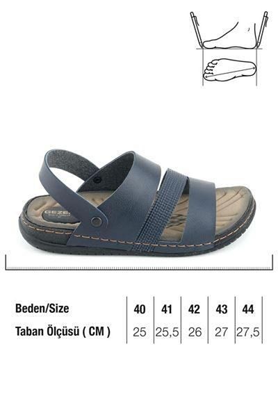 GEZER Sandale Gezer de bărbați din piele artificială,Bleumarin, confortabile, cu talpă