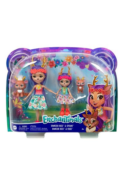 Enchantimals SISTERS DOLL SET AND THEIR PETS DANESSA DEER AND SPRINT AND DANETTA DEER AND FLEET