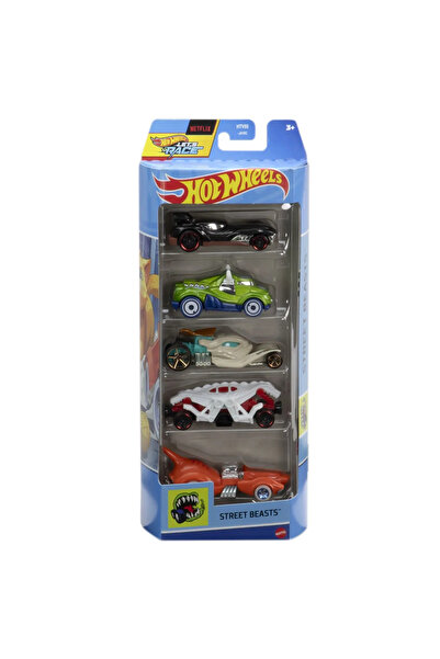 mattel SET OF 5 HOT WHEELS CARS WITH STREET BEASTS DESIGN