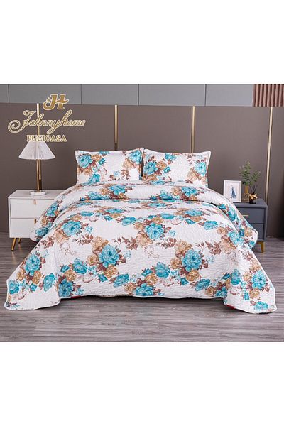 OEM Double bedspread with TWO-SIDED pattern, quilted, Satin Cotton