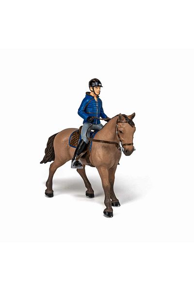 As PAPO FIGURINE SET HORSE AND JOCKEY IN BLUE JACKET